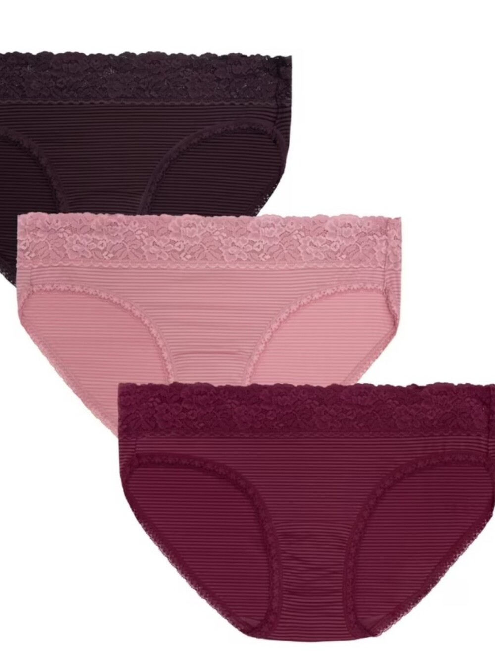 New Vanity Fair XXXL/9 Bikini Radiant Light & Luxe Panties Lace Waist Three Pair
